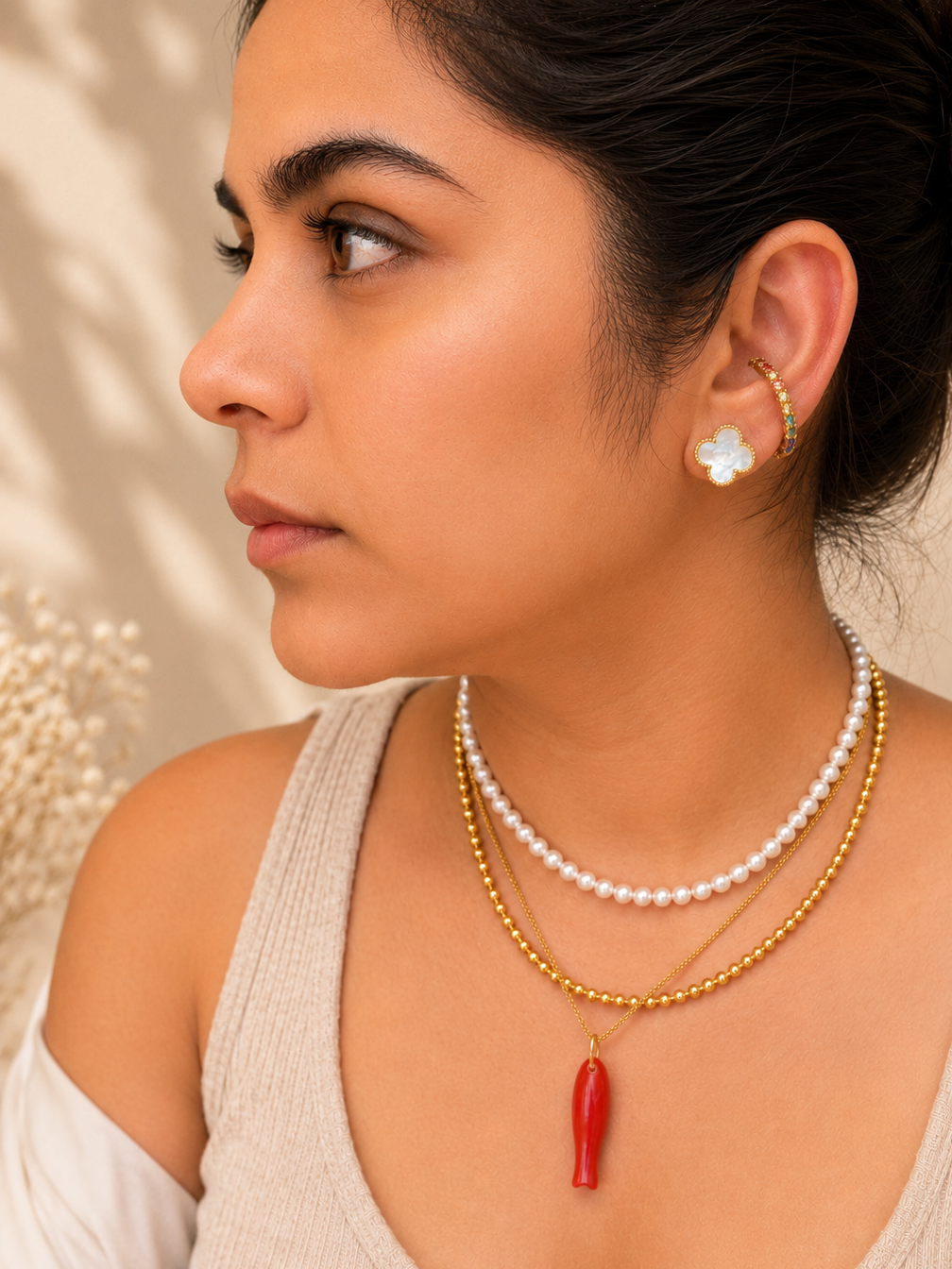 Rainbow Sapphires Luna Ear Cuffs Gold