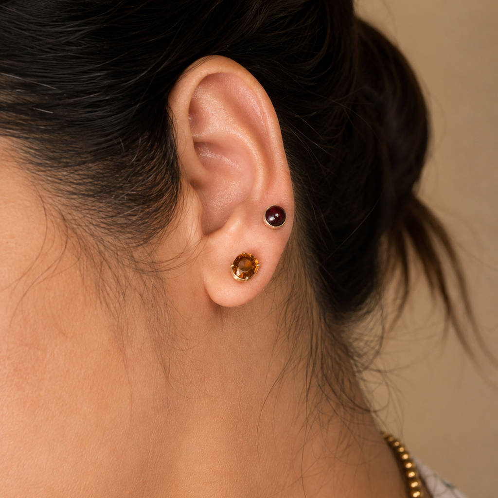 GILBI Citrine Studs in Silver