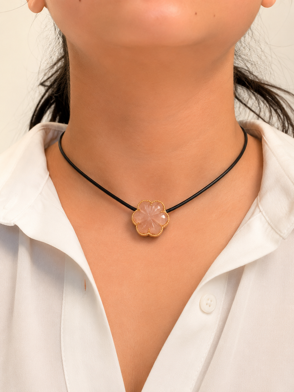GILBI Floating Floral Peach Moonstone Pendant
