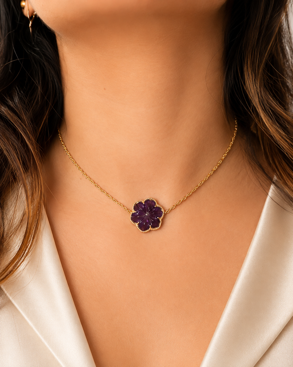 GILBI Floating Floral Amethyst Pendant