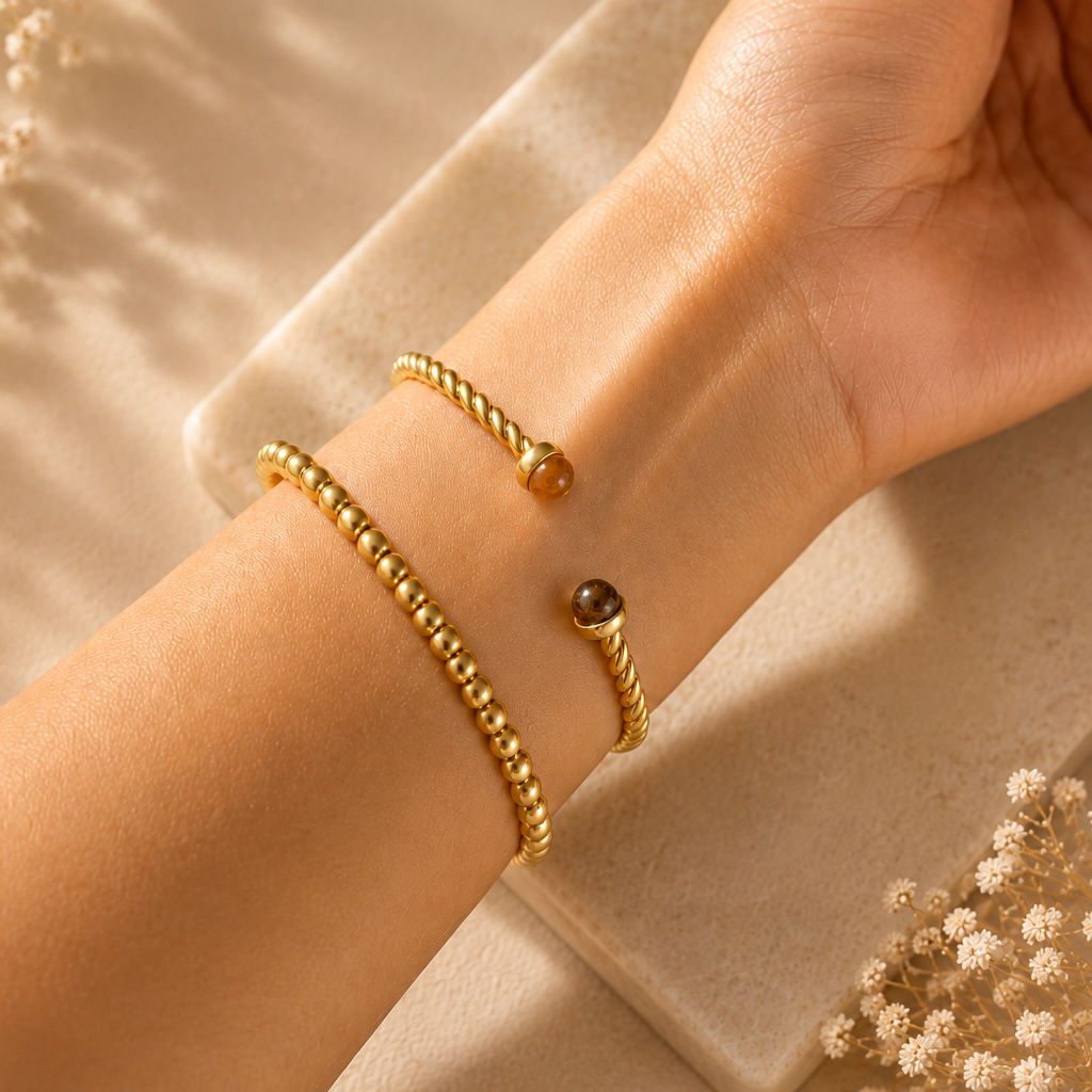 GILBI Gold Rope Birthstone Bangle