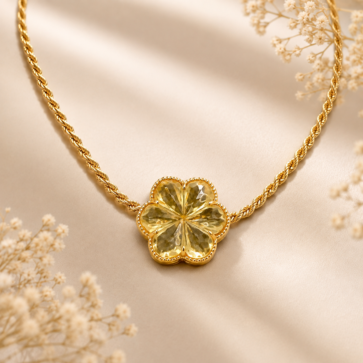 GILBI Floating Floral Yellow Topaz Pendant