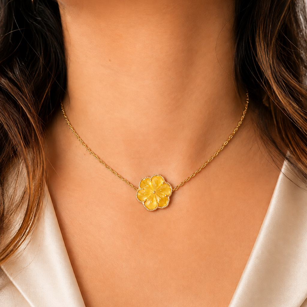GILBI Floating Floral Yellow Topaz Pendant