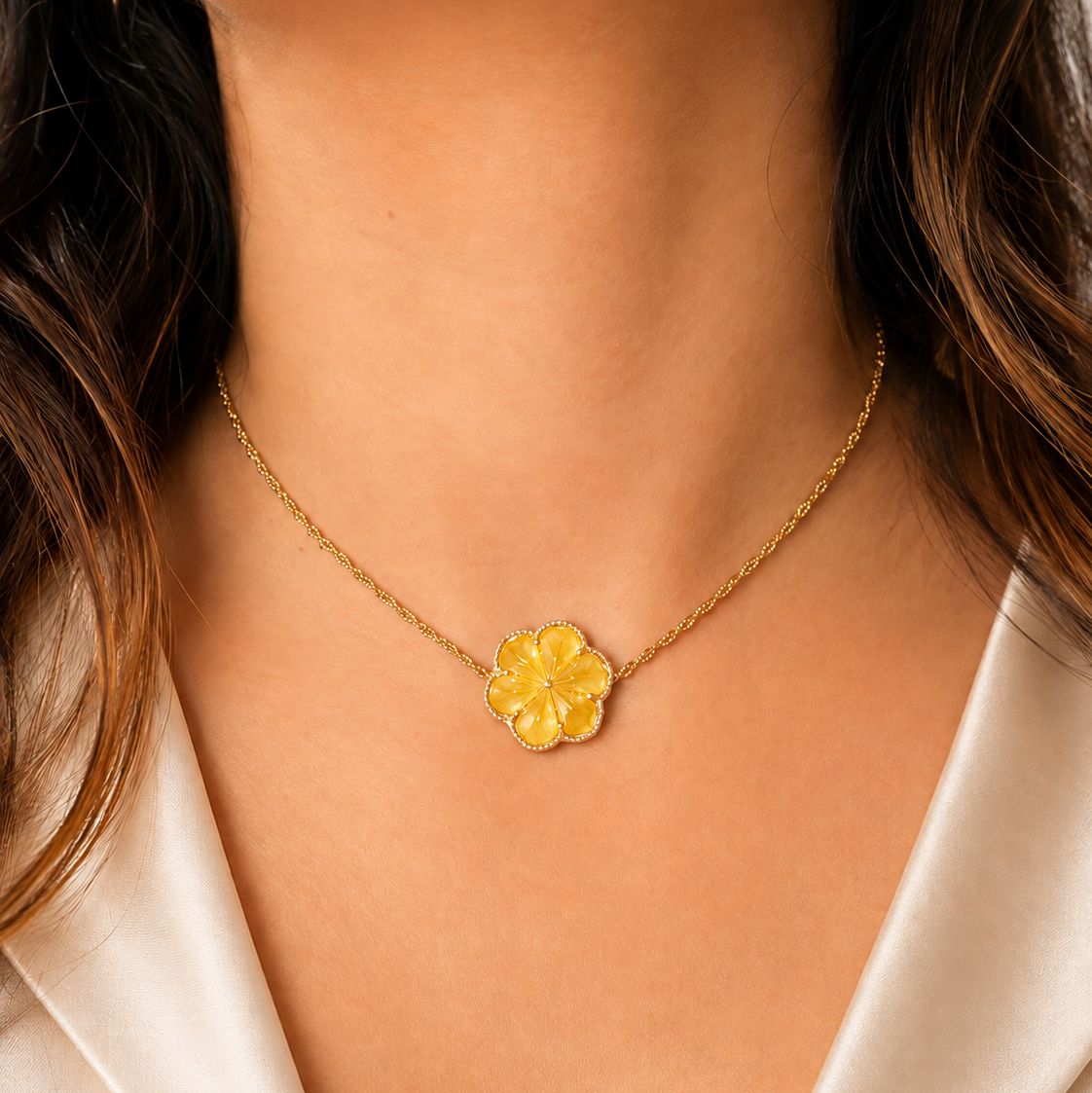 GILBI Floating Floral Yellow Topaz Pendant