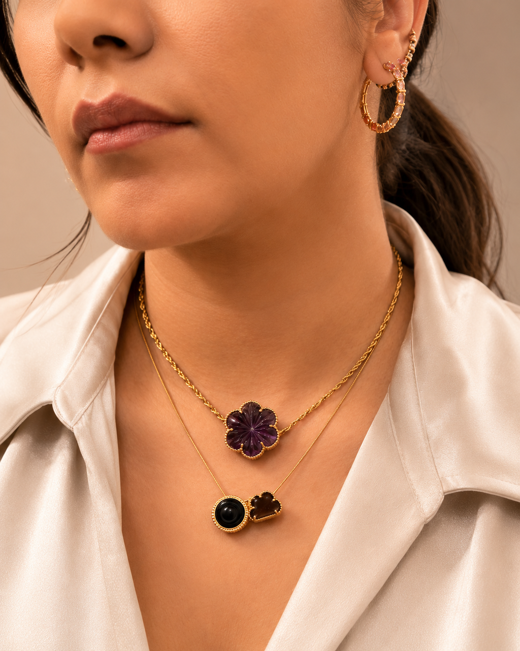 GILBI Floating Floral Amethyst Pendant