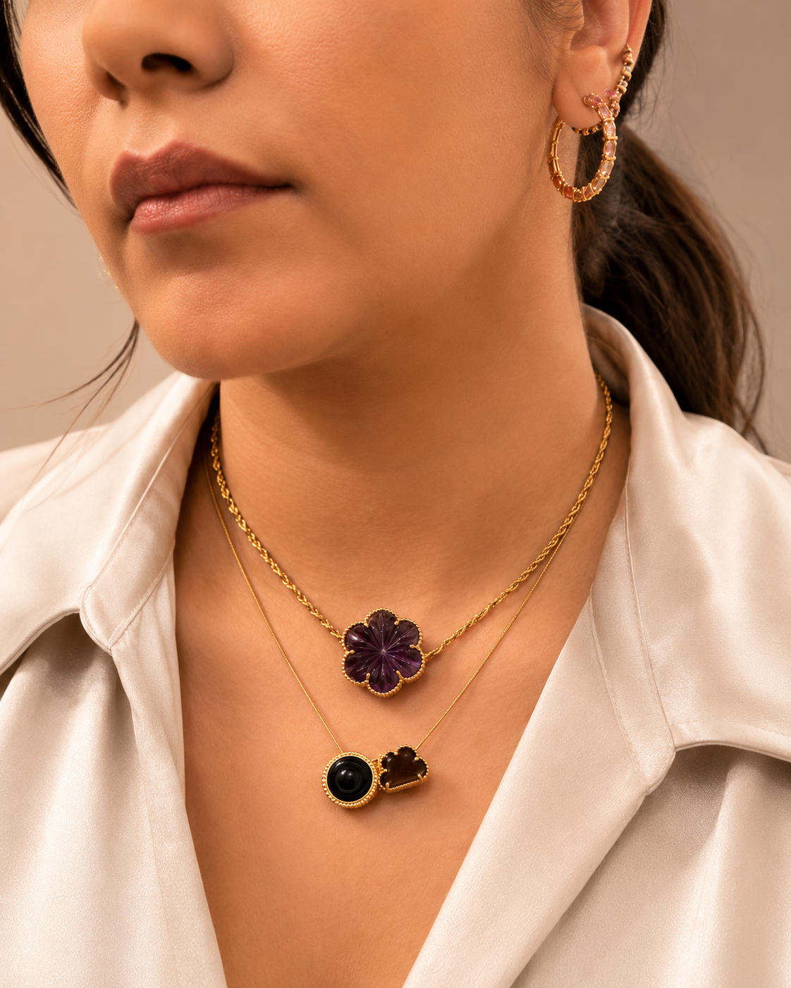 GILBI Floating Floral Amethyst Pendant