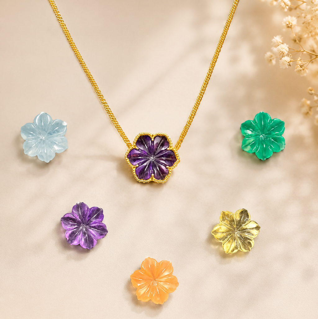 GILBI Floating Floral Light Amethyst Pendant