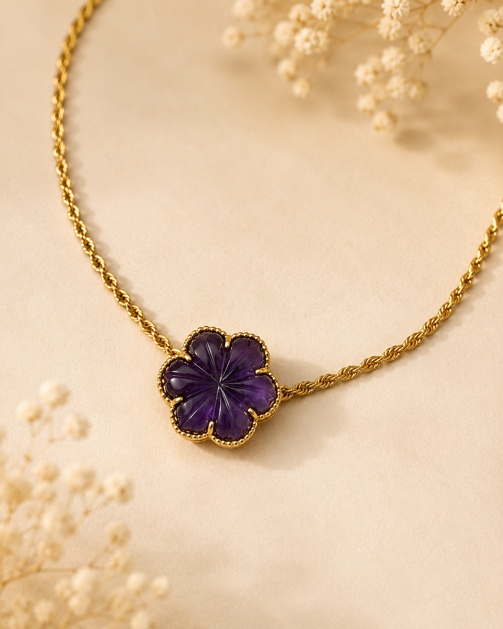 GILBI Floating Floral Amethyst Pendant
