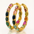 Tourmaline Hoops in Gold