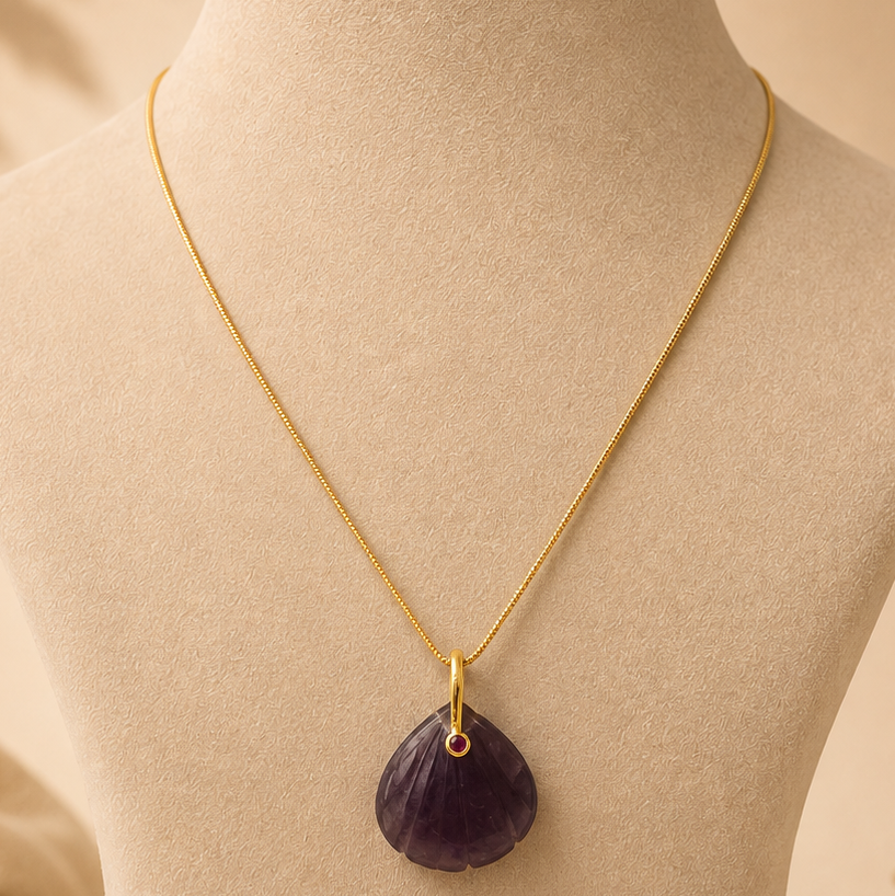 GILBI Amethyst Shell Shape Pendant