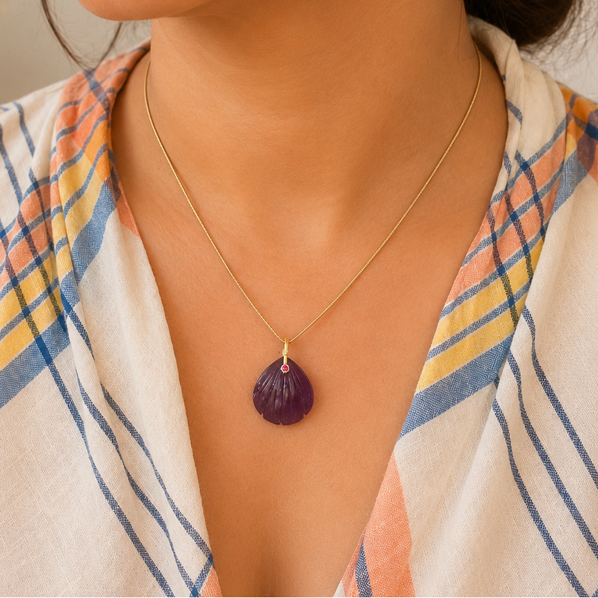 GILBI Amethyst Shell Shape Pendant