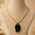 GILBI Black Onyx Hamsa Hand Pendant