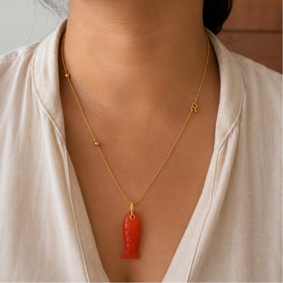 GILBI Carnelian Lucky Fish Pendant