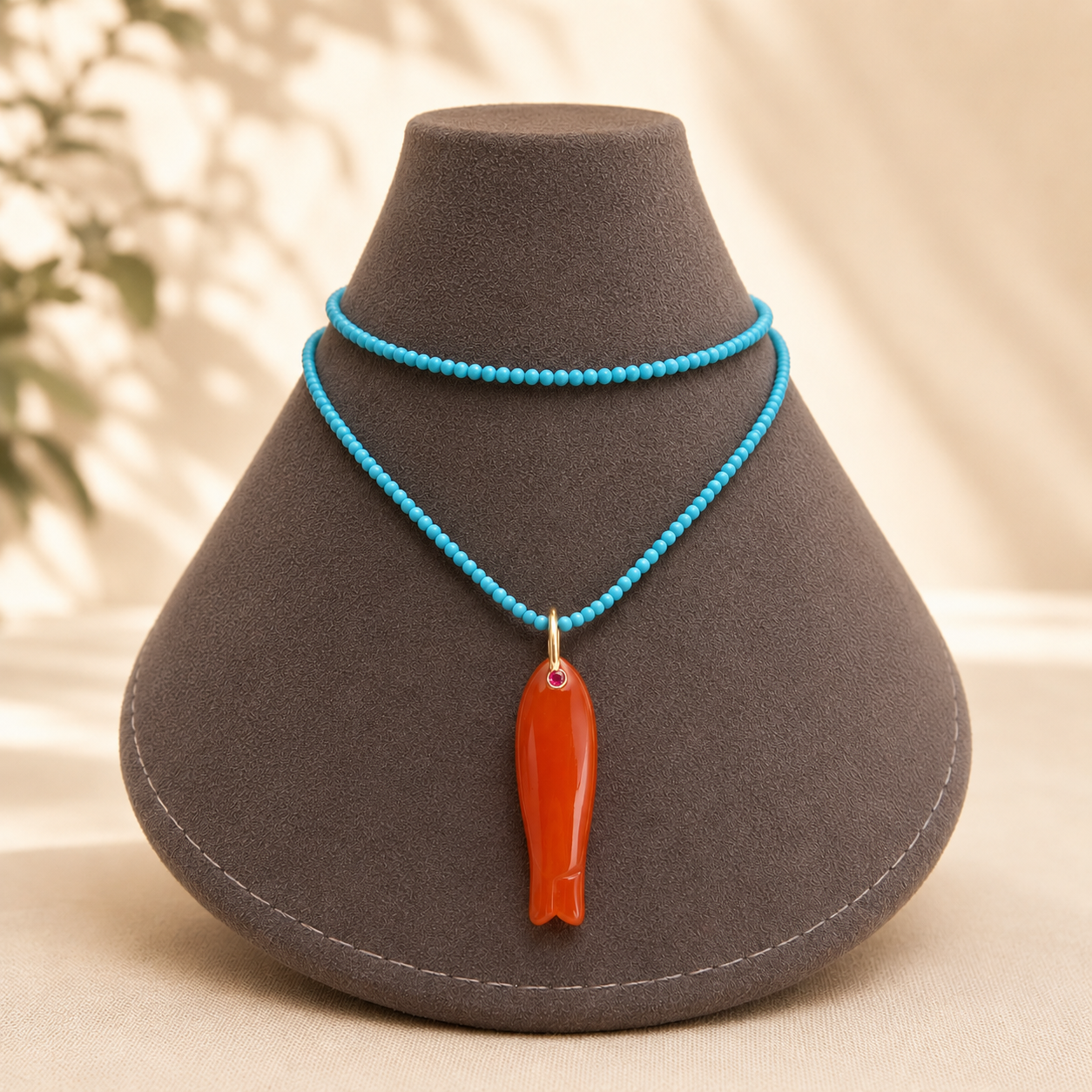 GILBI Carnelian Lucky Fat Fish Hook Pendant