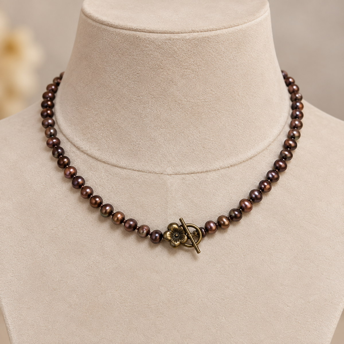 GILBI Coffee Pearls and Tourmaline Choker