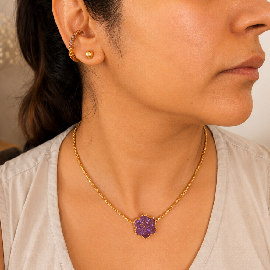 GILBI Floating Floral Light Amethyst Pendant