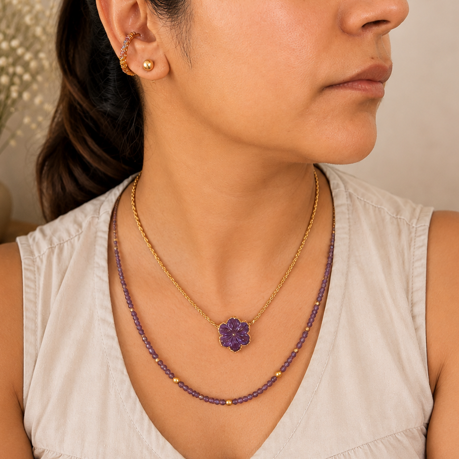 GILBI Floating Floral Light Amethyst Pendant