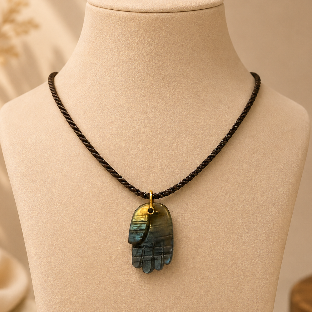 GILBI Labrodite Hamsa Hand Pendant