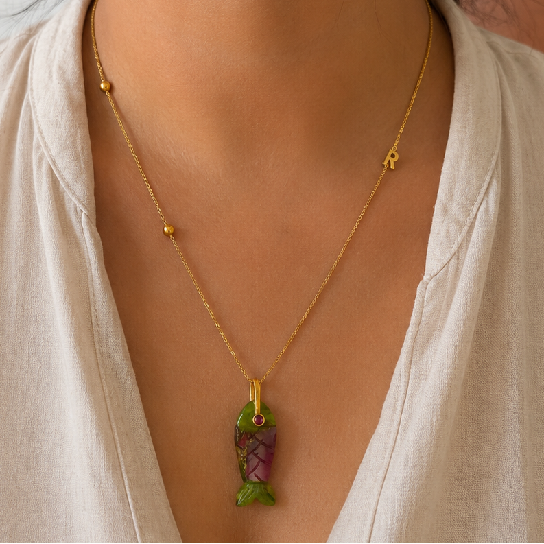 GILBI Neon Copper Turquoise Lucky Fish Pendant