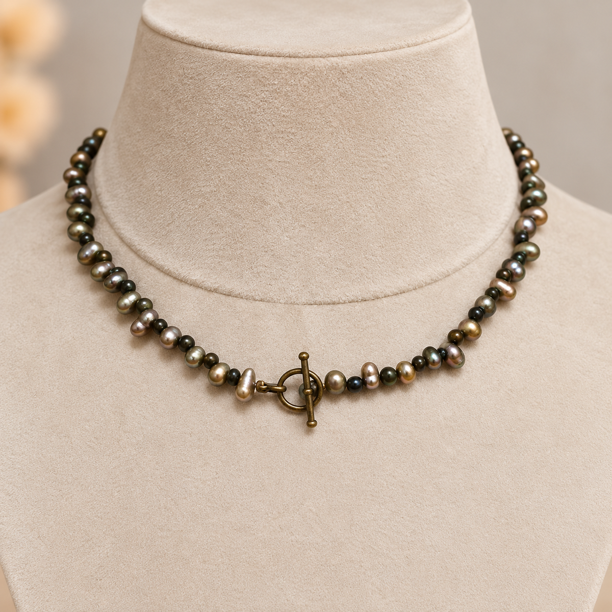 GILBI Patina Pearls and Tiger Eye Choker