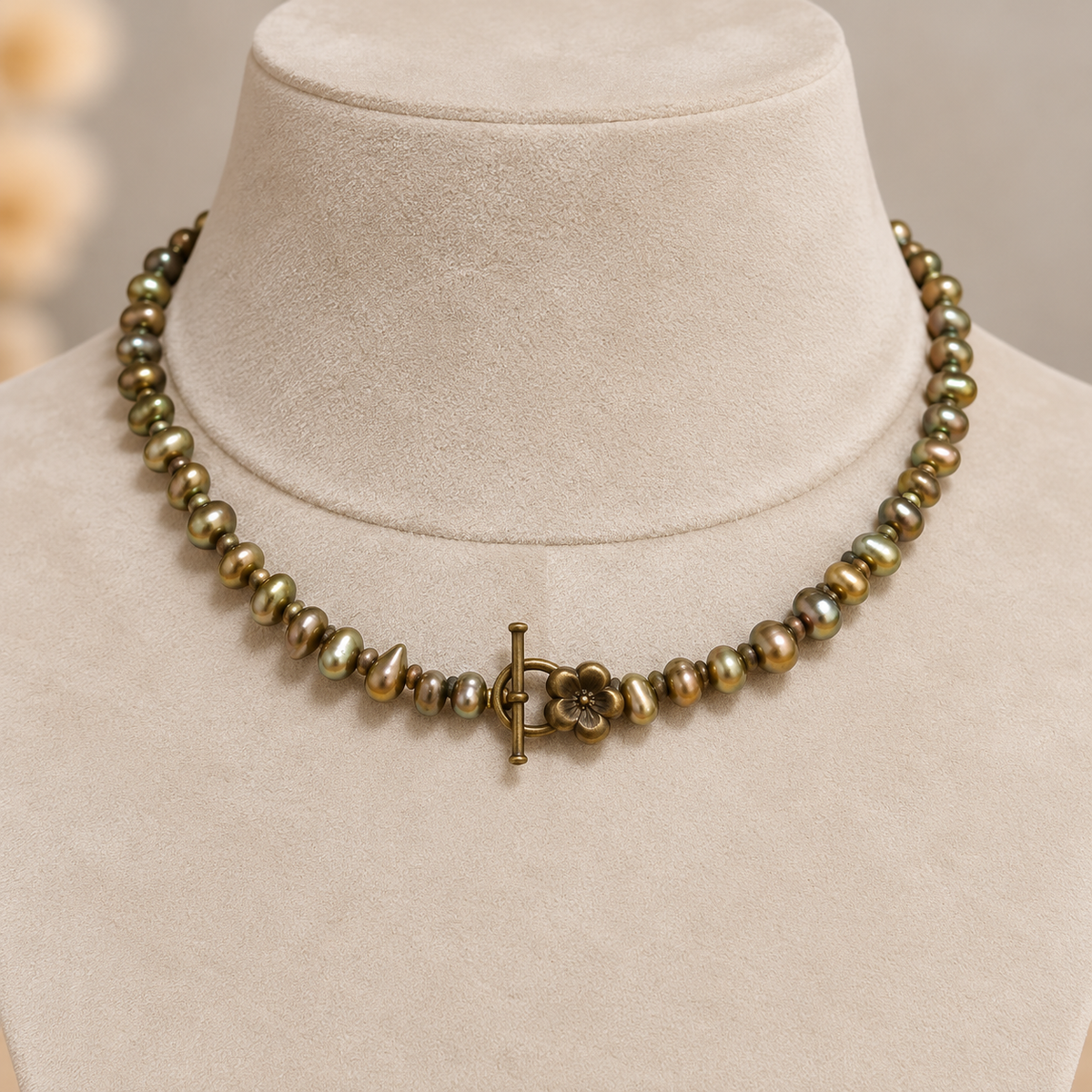 GILBI Patina Pearls and Tourmaline Choker