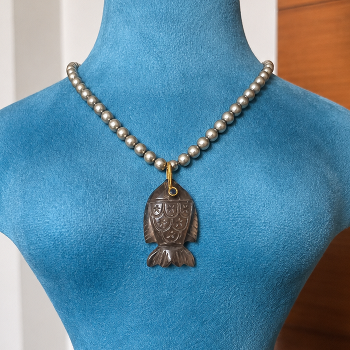 GILBI Smoky Quartz Lucky Fat Fish Pendant