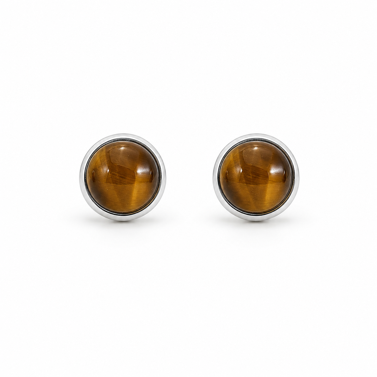 GILBI Tiger Eye Small Studs in Silver