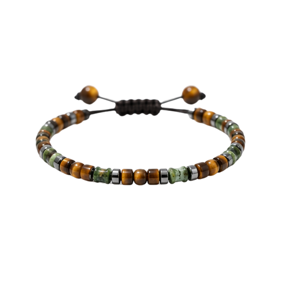 GILBI Natural Tiger Eye African Pine Woven Bracelet