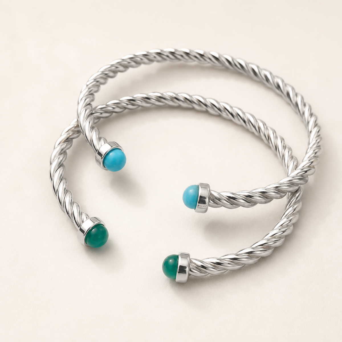 GILBI Silver Rope Solid Birthstone Bangle
