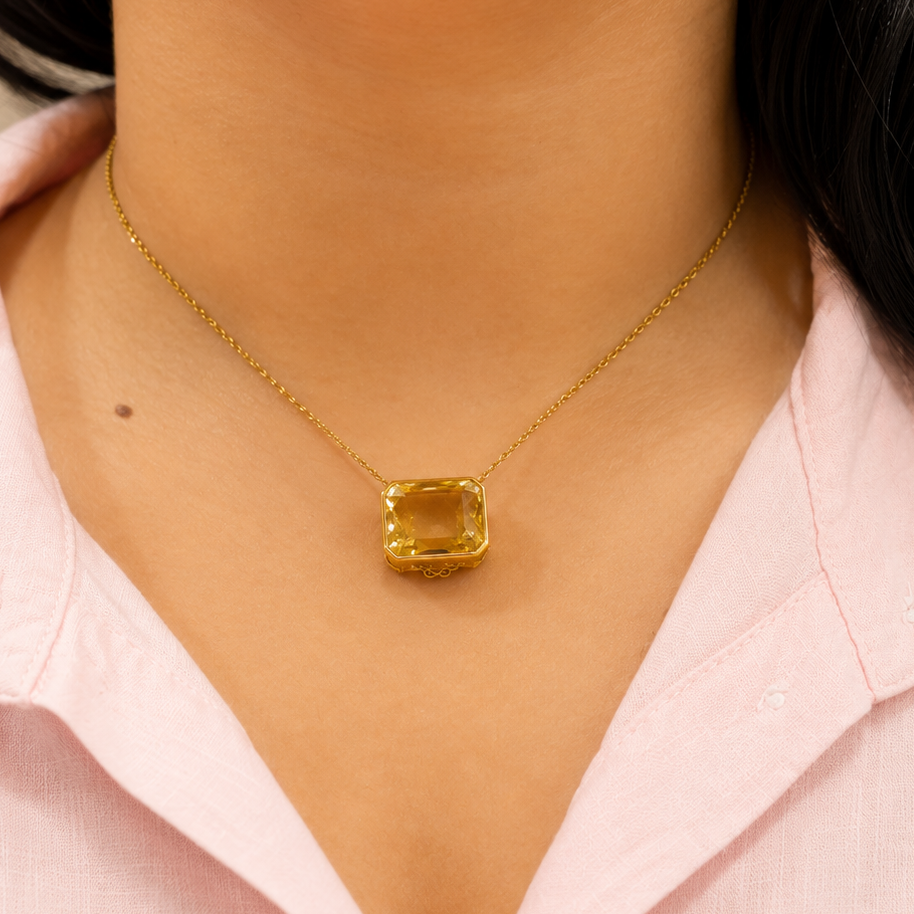 GILBI Floating Birthstone Pendant - Yellow Topaz