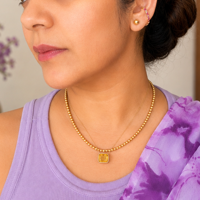 GILBI Floating Birthstone Pendant - Yellow Topaz