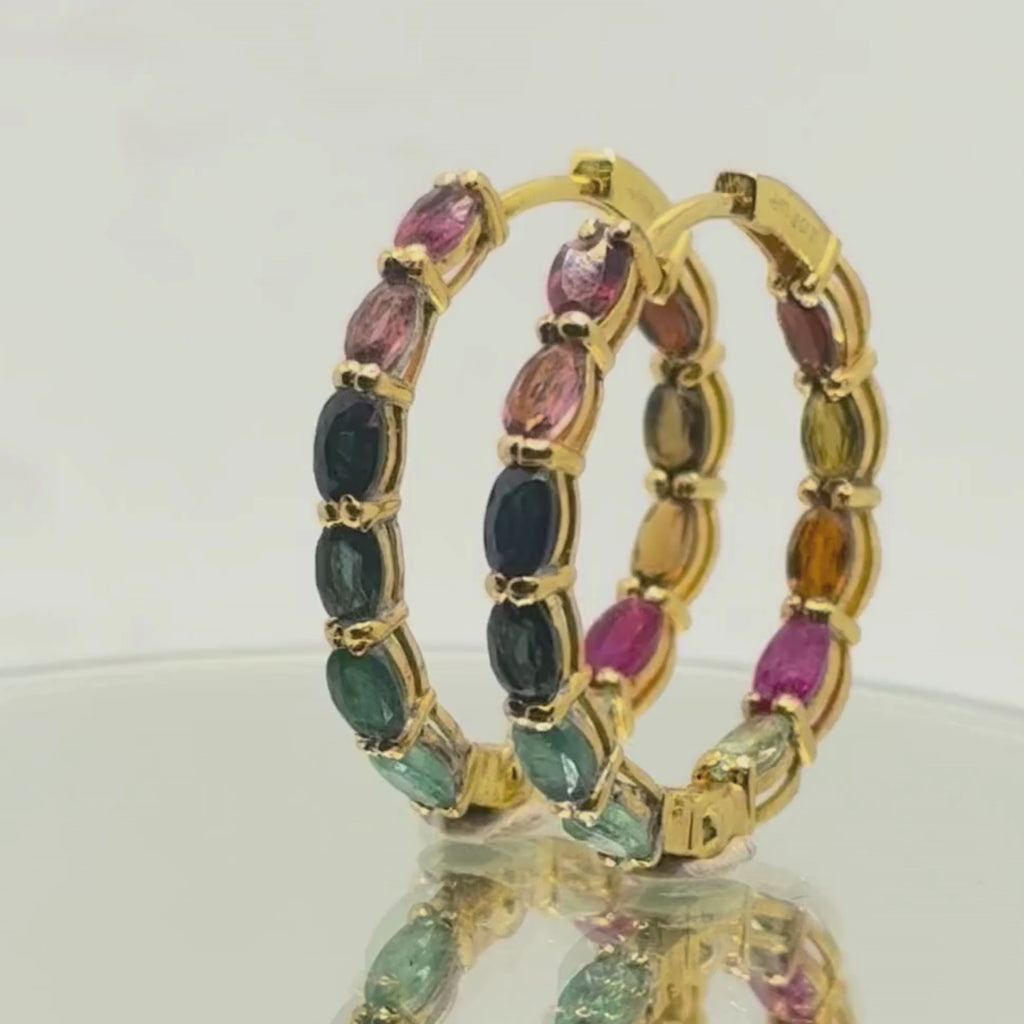 Tourmaline Hoops in Gold