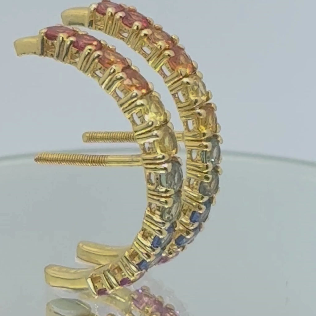 Rainbow Sapphires Luna Ear Cuffs Gold